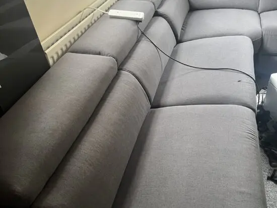Dfs Grey sofa with built in double bed, recliner chair and charging ports