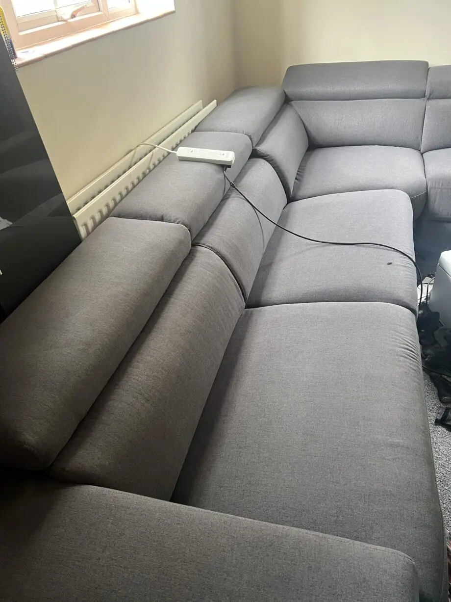 Dfs Grey sofa with built in double bed, recliner chair and charging ports