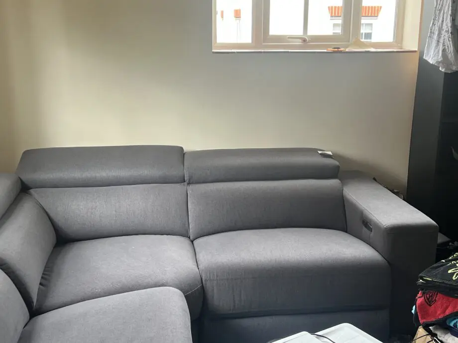 Dfs Grey sofa with built in double bed, recliner chair and charging ports