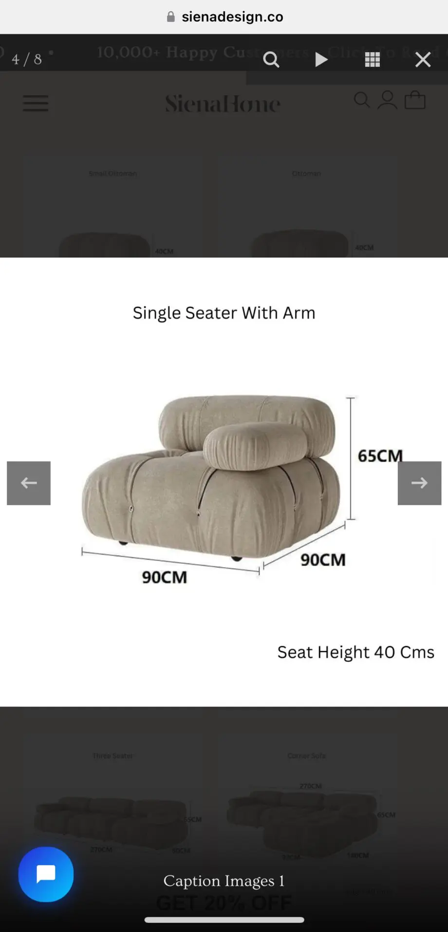 Siena Home luxury style Corner Sofa (velvet)