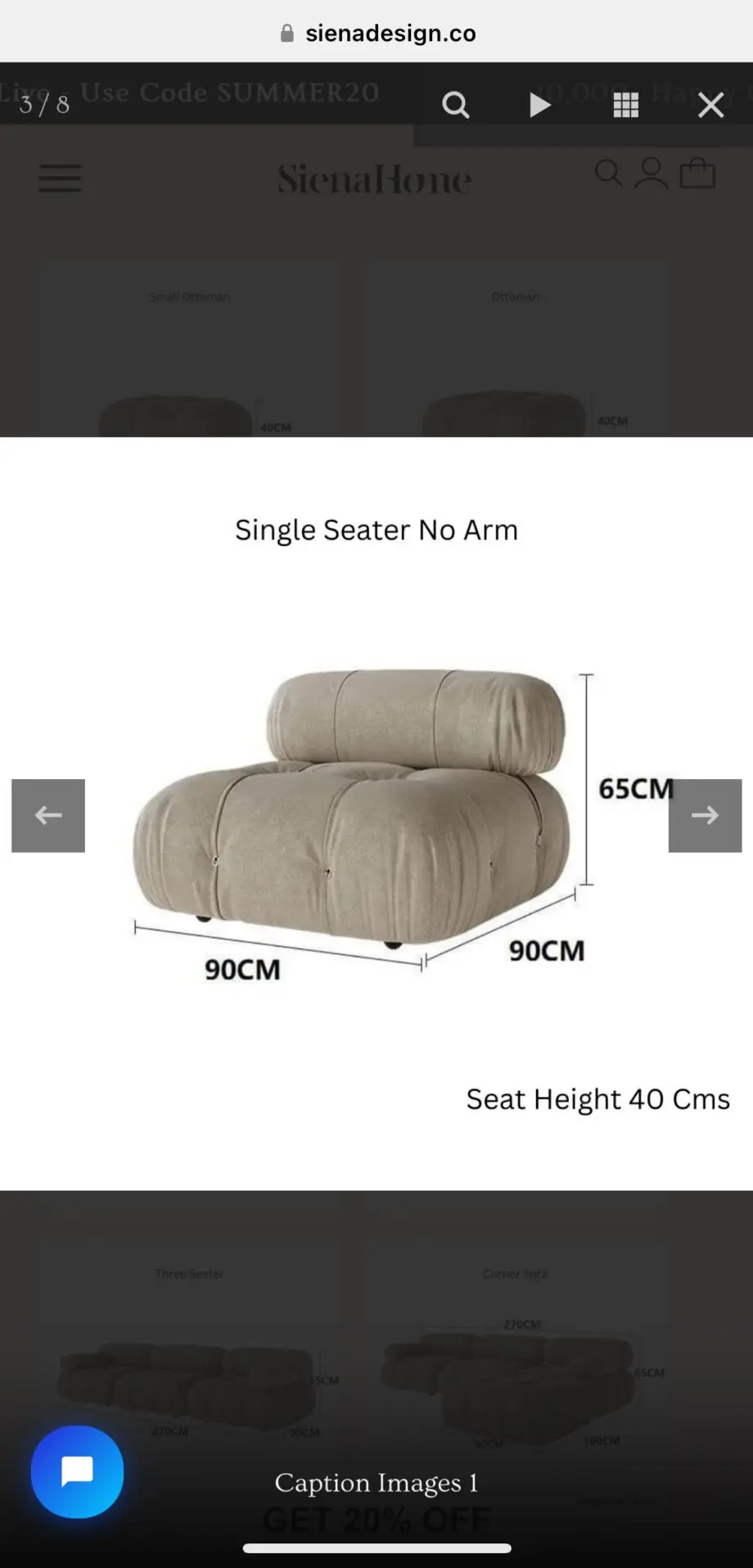 Siena Home luxury style Corner Sofa (velvet)