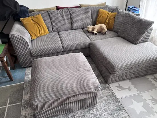 DFS Grey Corner Sofa with Ottoman
