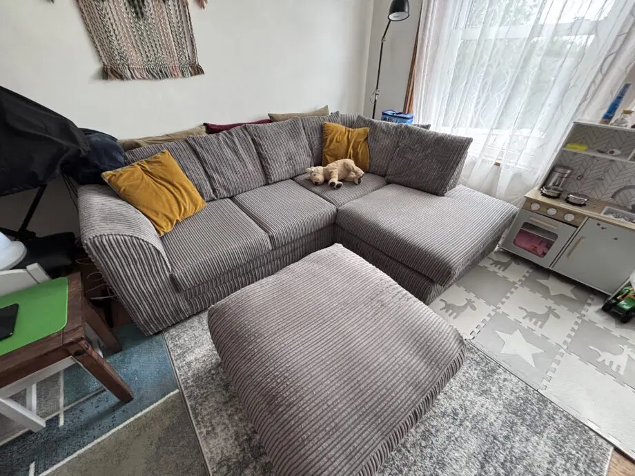 DFS Grey Corner Sofa with Ottoman