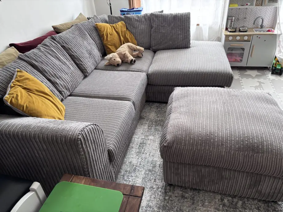 DFS Grey Corner Sofa with Ottoman
