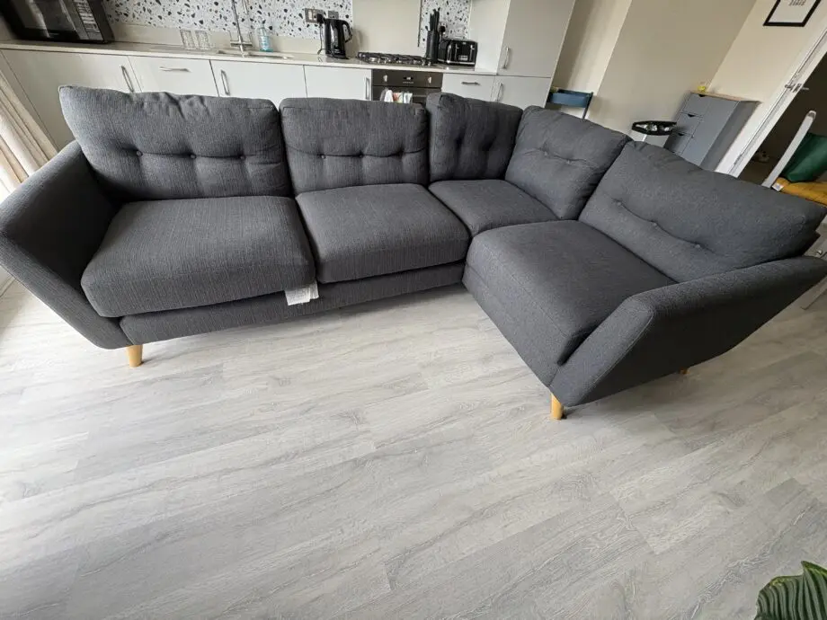 Evie left hand corner sofa in charcoal fabric