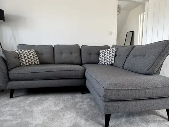 French Connection Zinc Grey Left Hand Corner Sofa