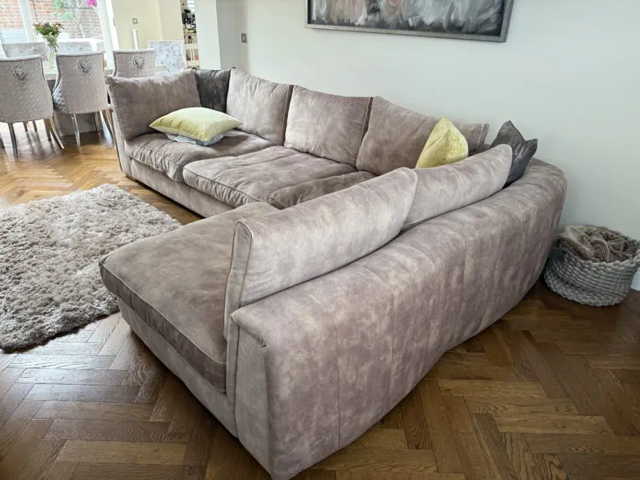 Sofology Emperor corner sofa in antique velvet champagne