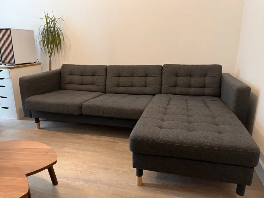 3-seat Landskrona Corner Sofa, with Chaise | dark grey/wood