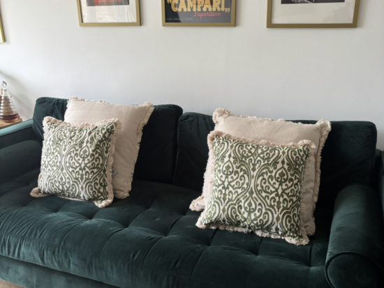 Dark green velvet sofa