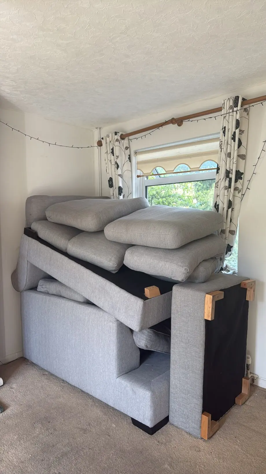 Grey corner sofa + footstool