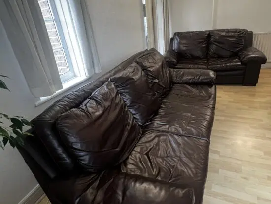 DFS brown leather sofa set