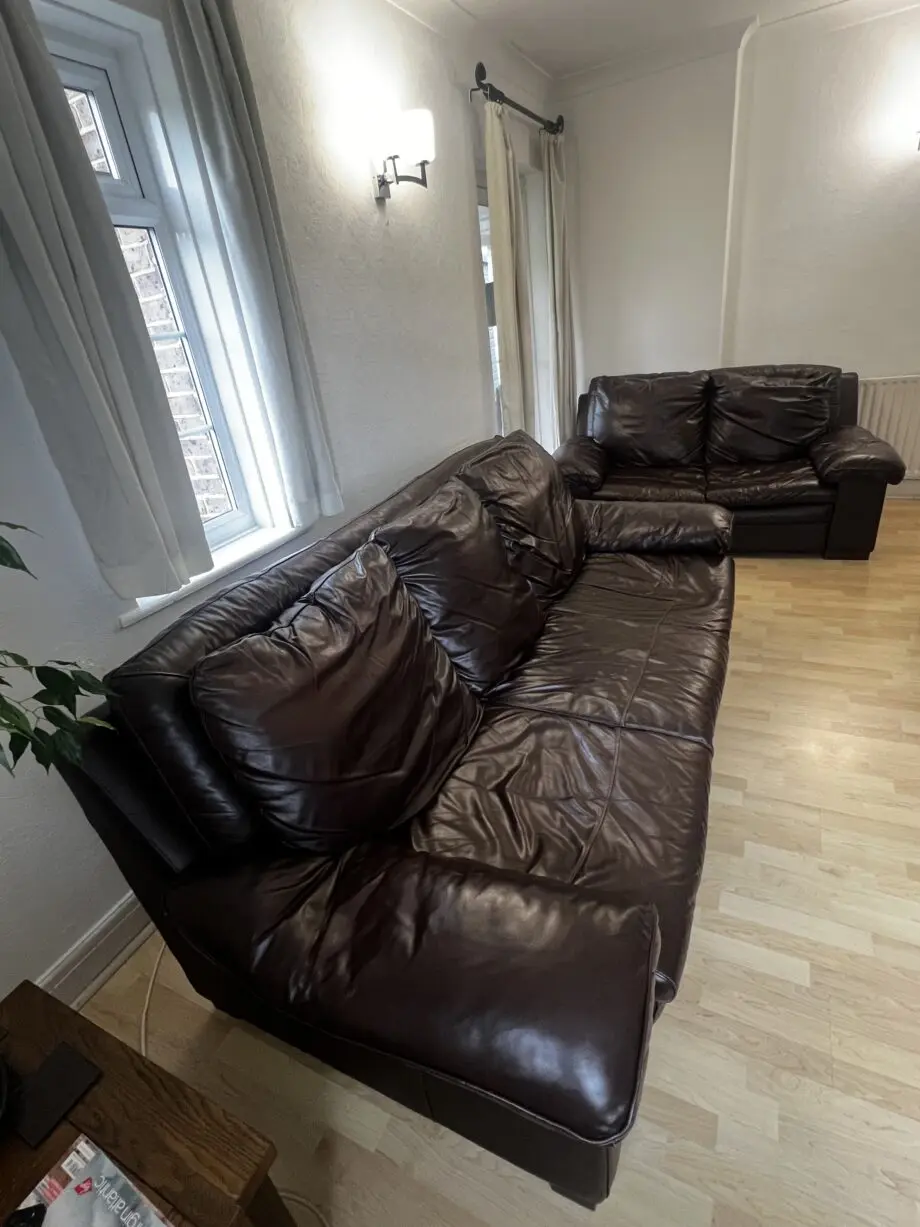 DFS brown leather sofa set