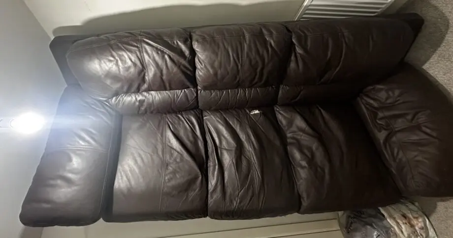 Brown leather sofa