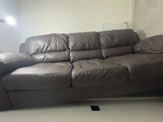 Brown leather sofa