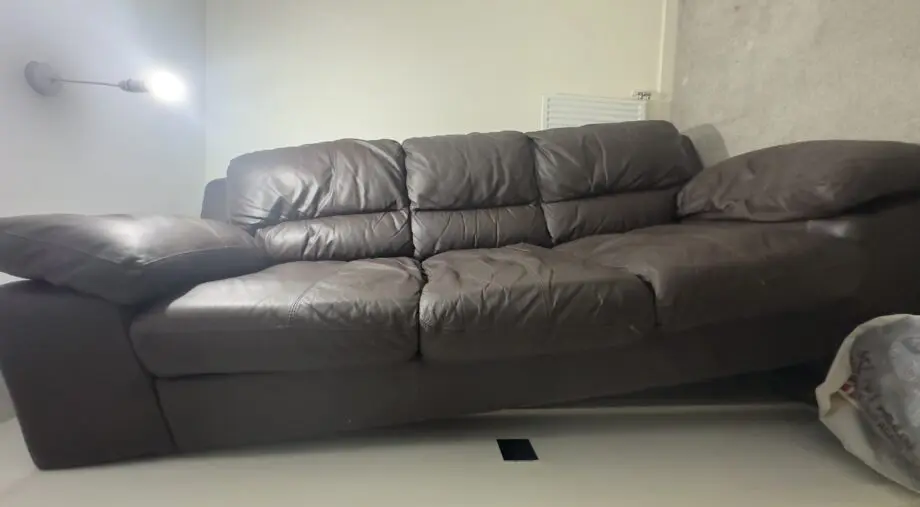 Brown leather sofa