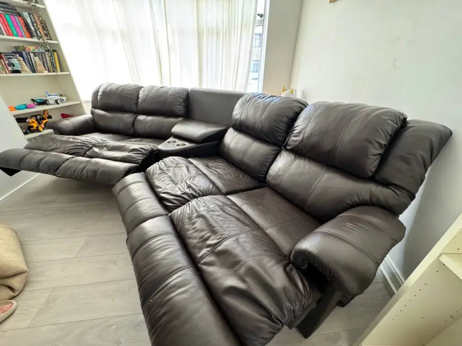 Brown leather sofa