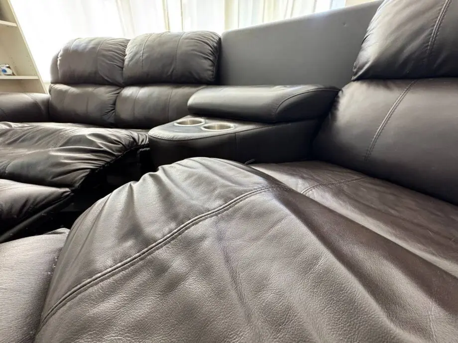 Brown leather sofa