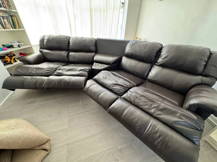 Brown leather sofa
