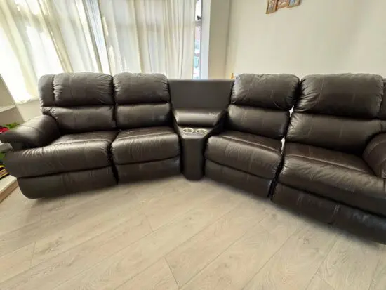 Brown leather sofa