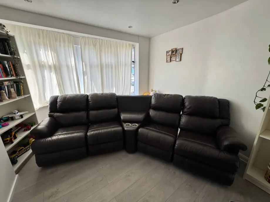 Brown leather sofa