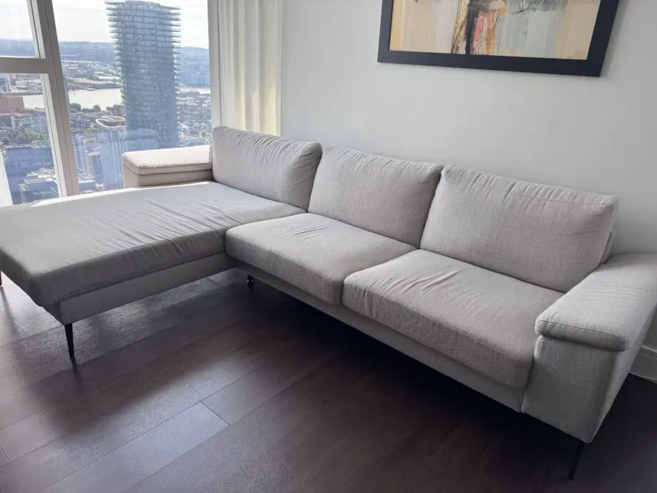 L-shaped,Grey Corner Sofa; Left hand facing 3 Seater