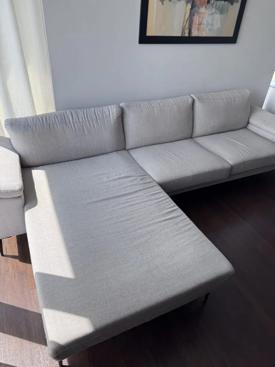 L-shaped,Grey Corner Sofa; Left hand facing 3 Seater