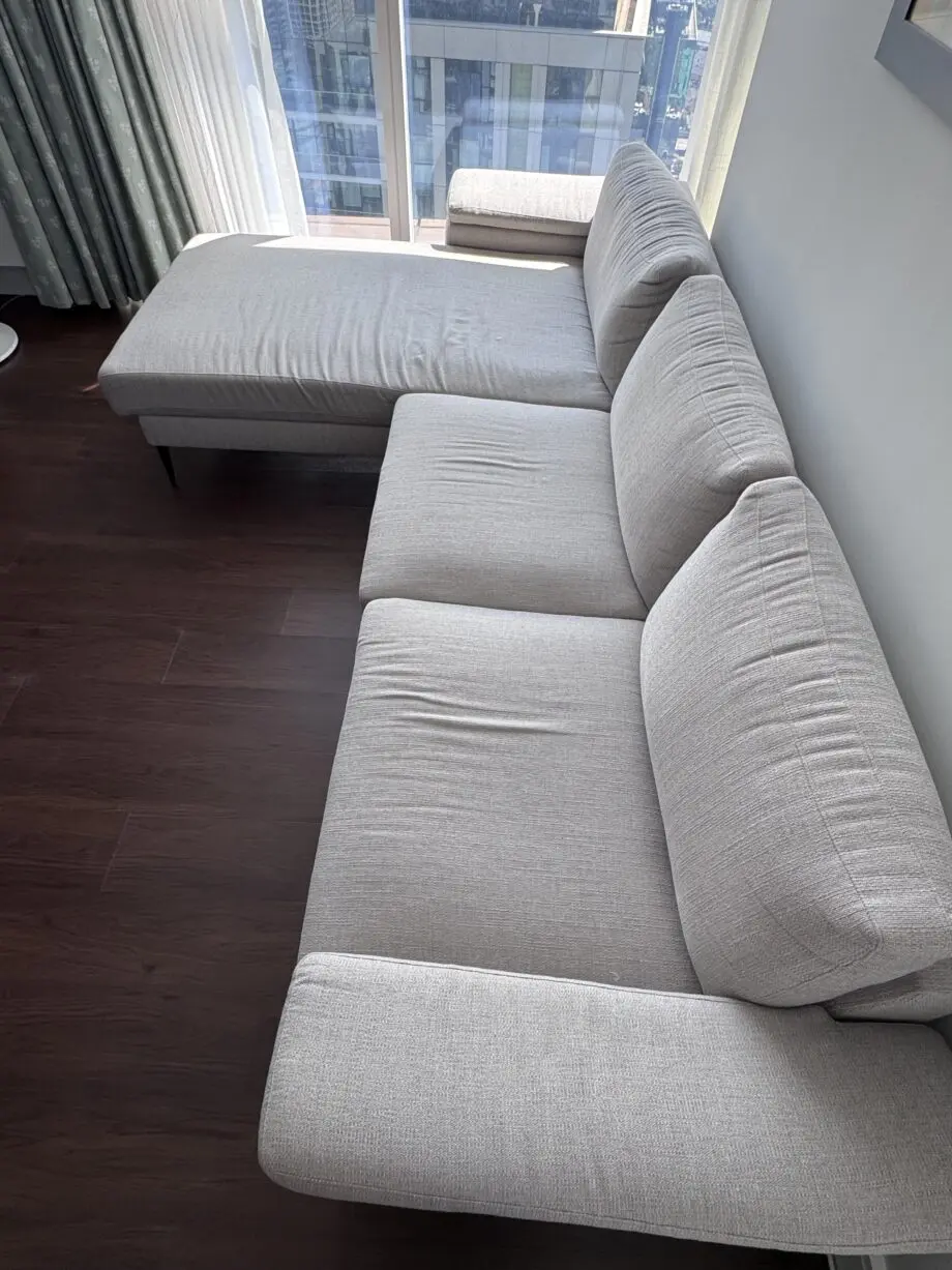 L-shaped,Grey Corner Sofa; Left hand facing 3 Seater
