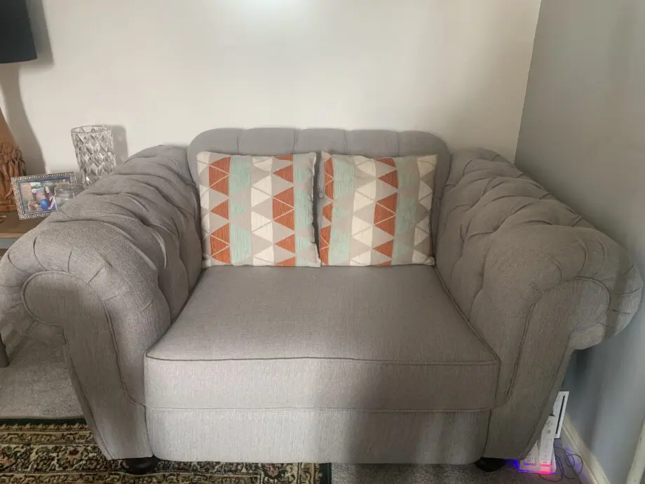 SCS chesterfield Style Kensington Grey 2 seater sofa and Cuddle Sofa
