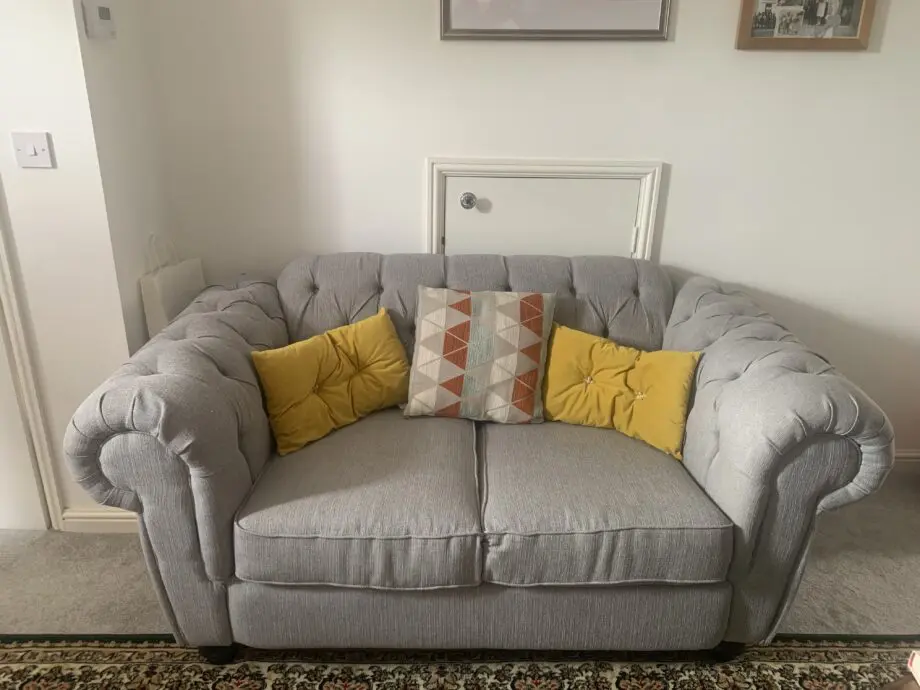 SCS chesterfield Style Kensington Grey 2 seater sofa and Cuddle Sofa
