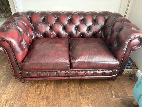 2 Seater Chesterfield Hand Made in Antique Red.