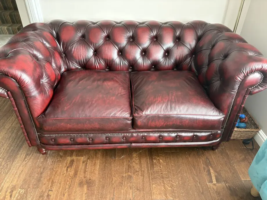 2 Seater Chesterfield Hand Made in Antique Red.