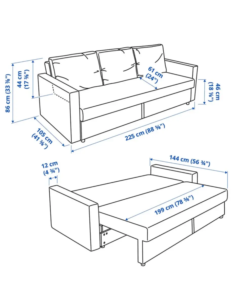 3 seater Friheten sofa bed