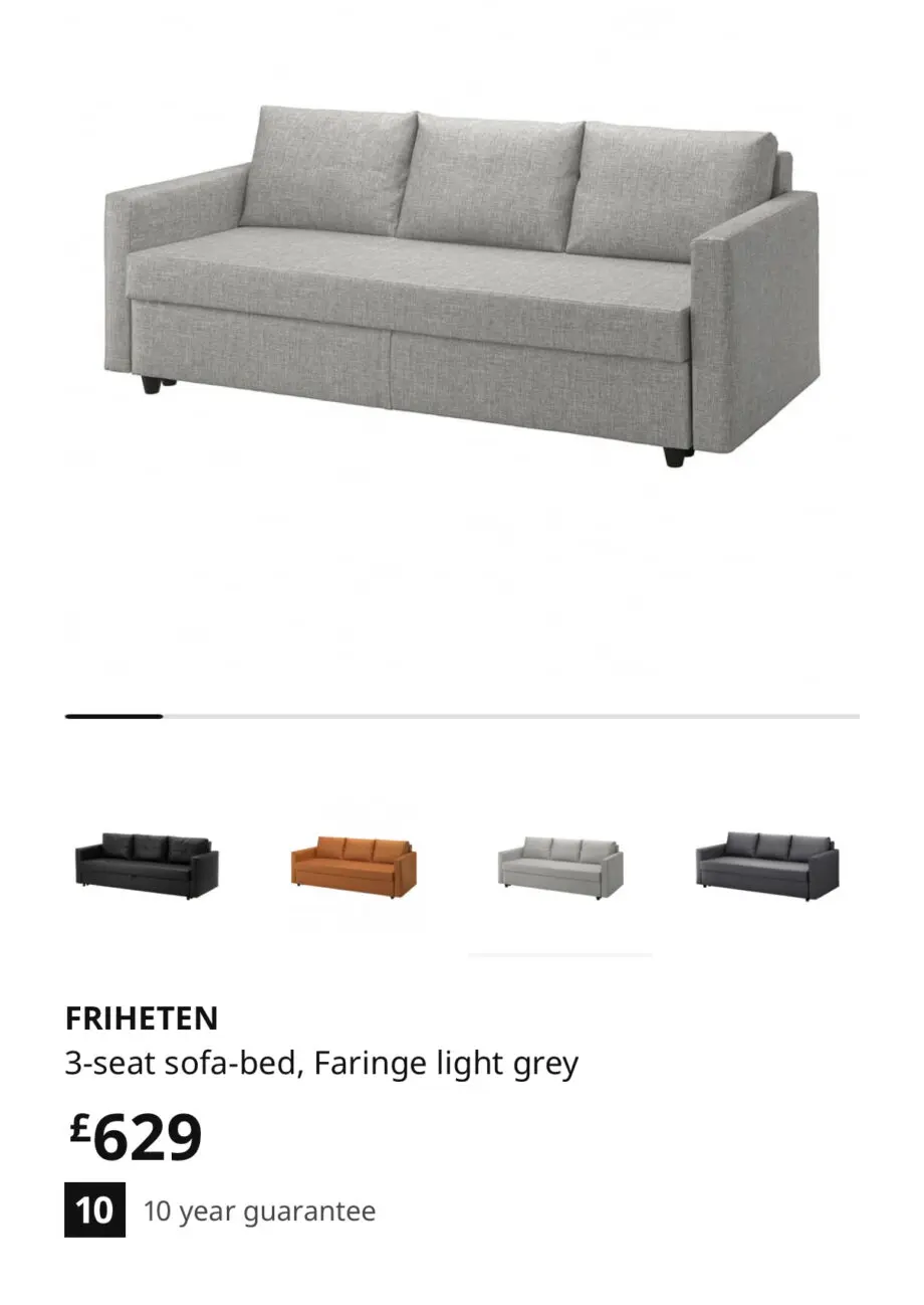 3 seater Friheten sofa bed