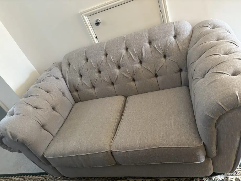 SCS chesterfield Style Kensington Grey 2 seater sofa and Cuddle Sofa