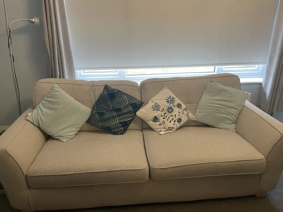 DFS Oatmeal 4 Seater Sofa Benita and oatmeal footstool
