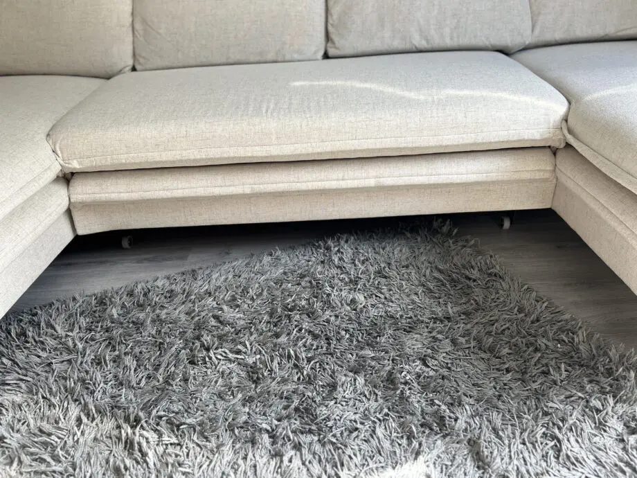 Charming Charlie Beige Upholstered Corner Sofa Bed with Storage