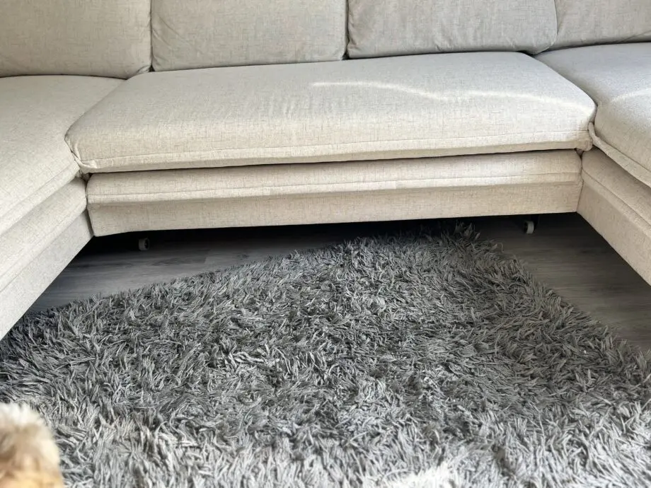 Charming Charlie Beige Upholstered Corner Sofa Bed with Storage
