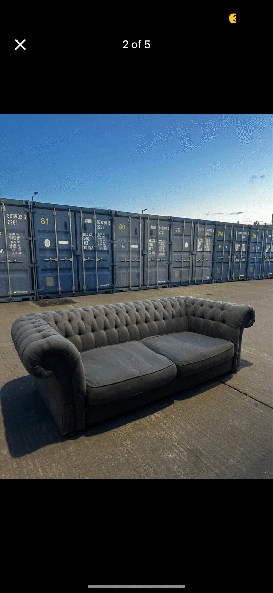Grey 2 seater Chesterfeild