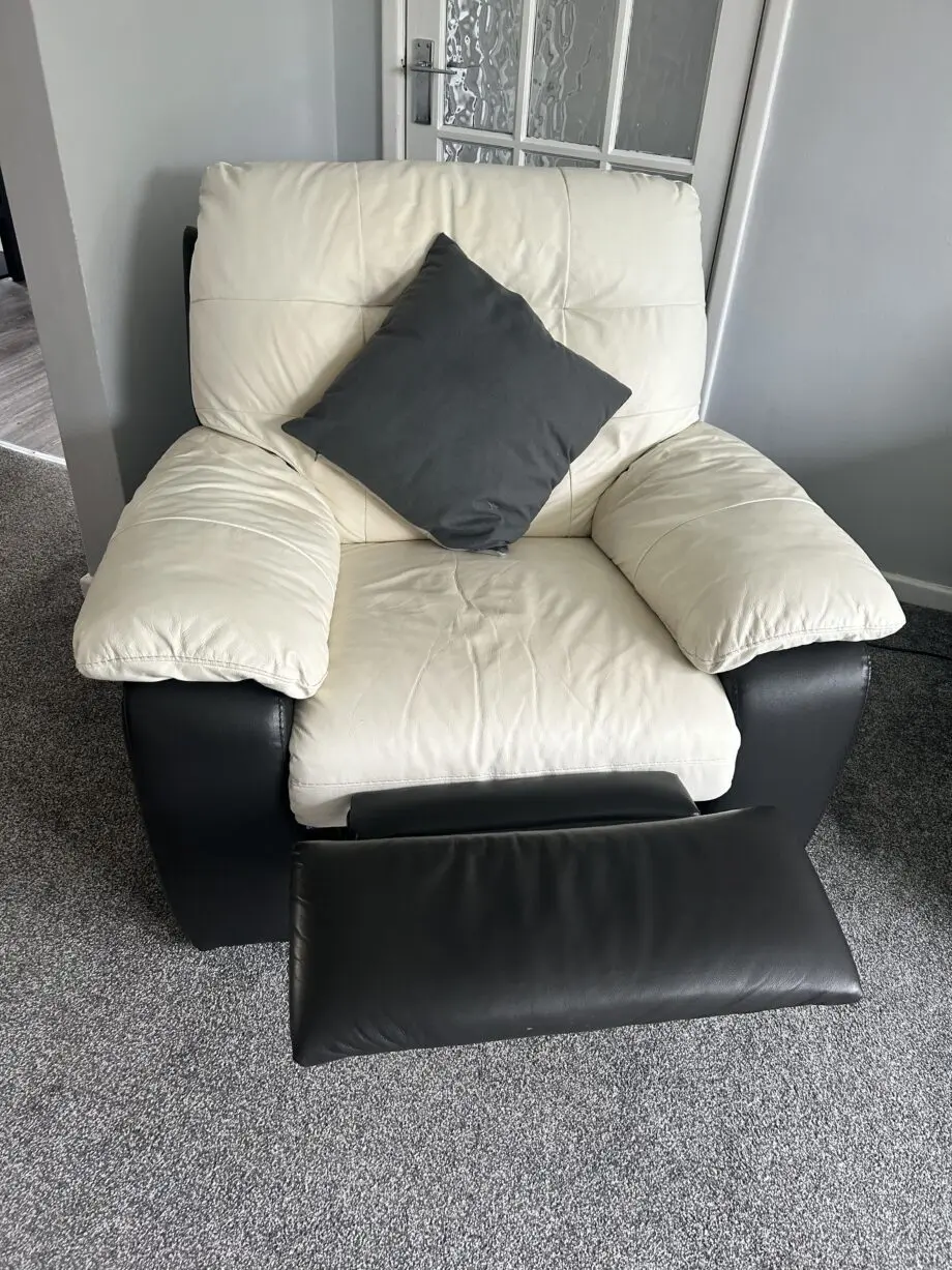 Corner sofa with chair and foot stool
