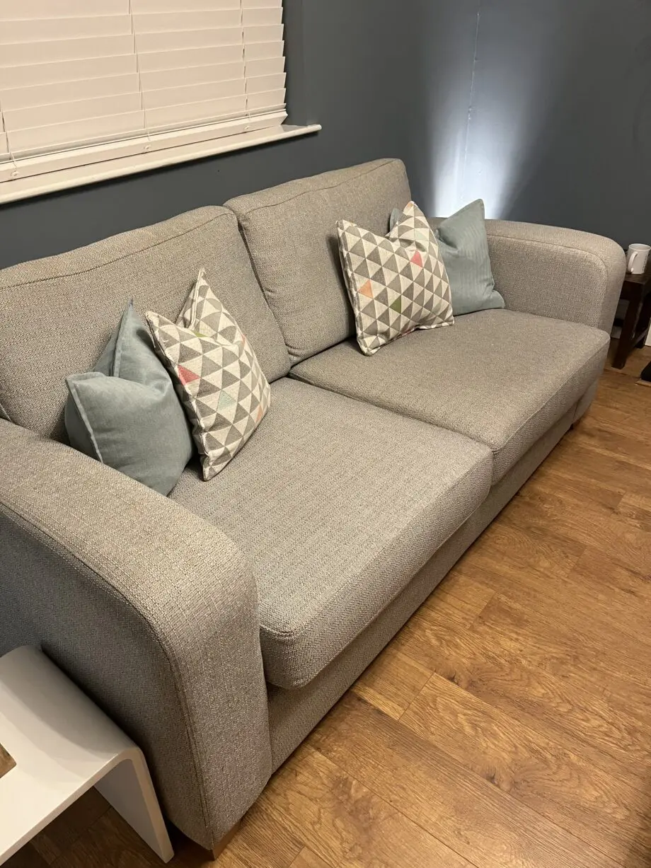 Hardly used sofa and foot stall with storage