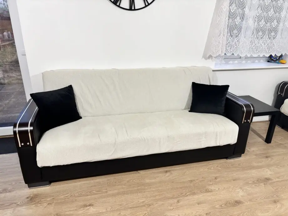 2 brand new 3 seater black Sofa beds