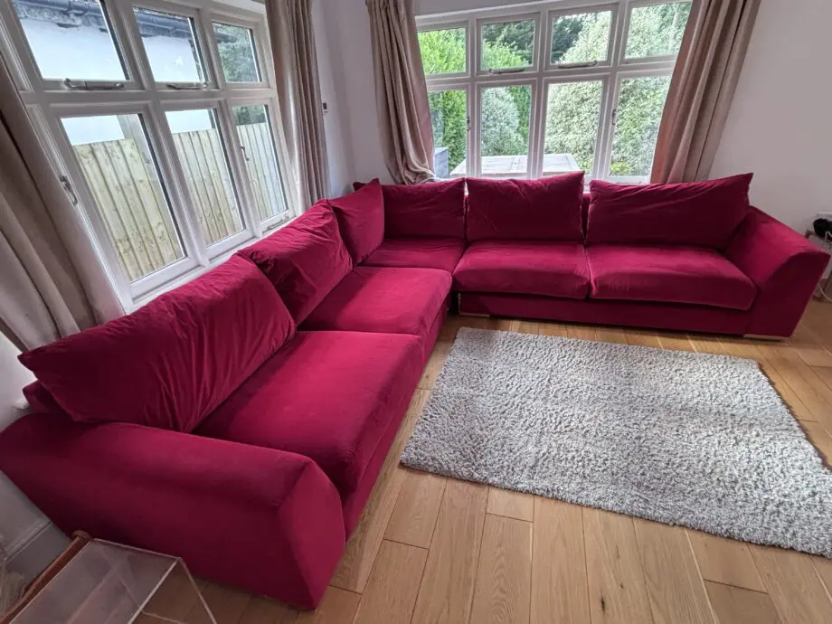 Darlings Of Chelsea Red Velvet L Shaped Sofa