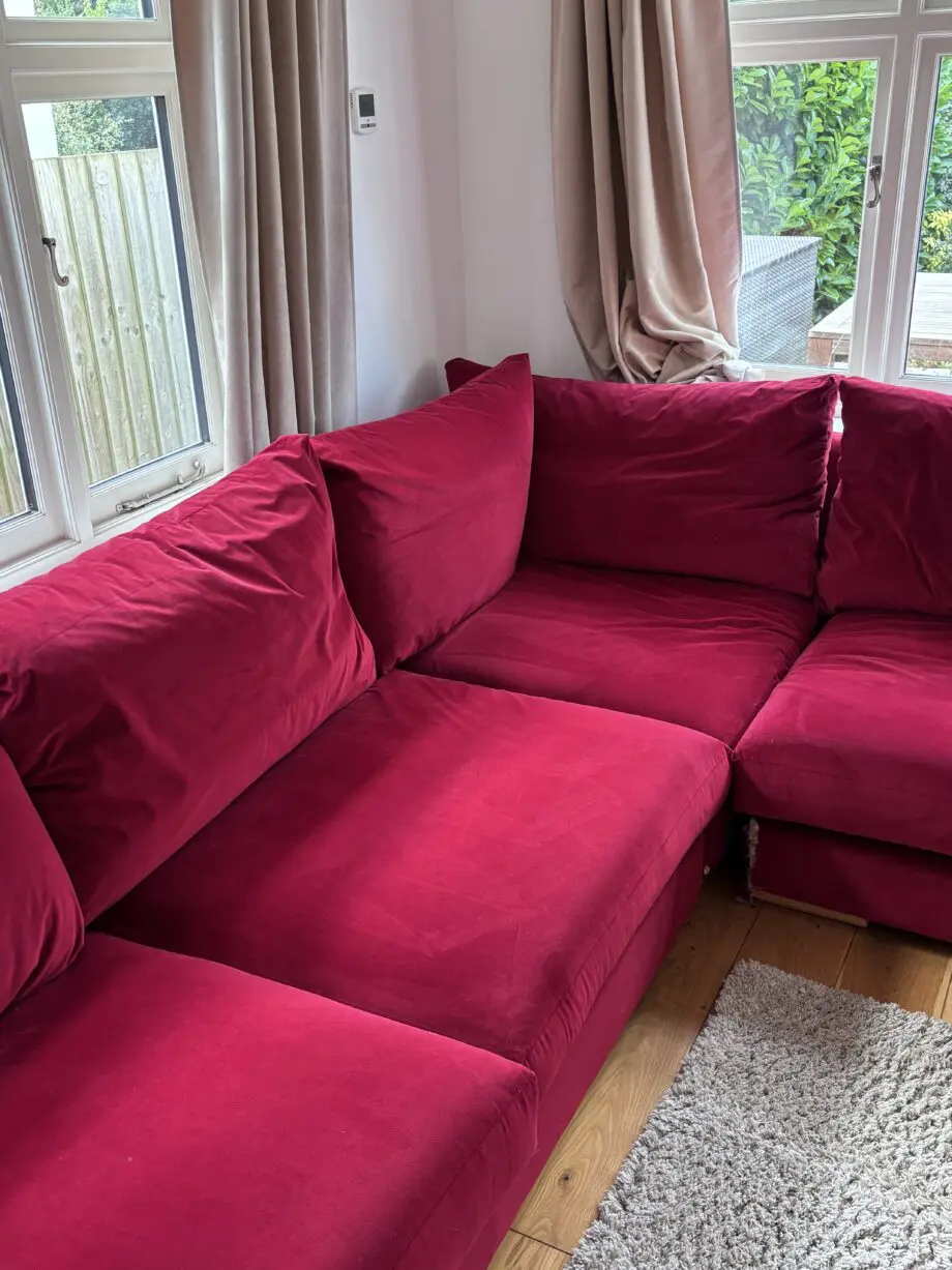 Darlings Of Chelsea Red Velvet L Shaped Sofa