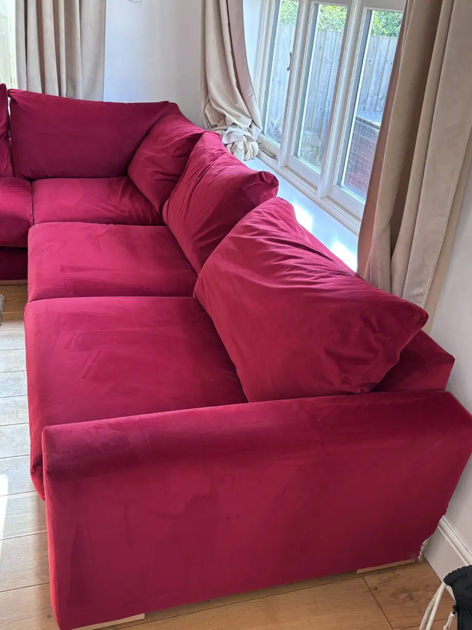 Darlings Of Chelsea Red Velvet L Shaped Sofa