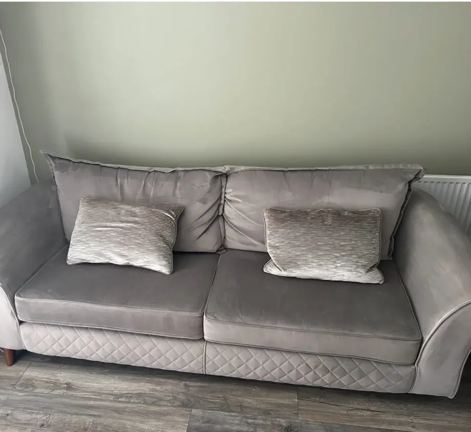 Sofology silver shimmer four seater full back sofa