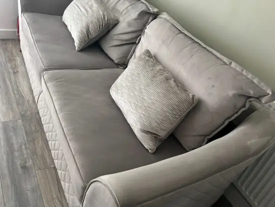 Sofology silver shimmer four seater full back sofa