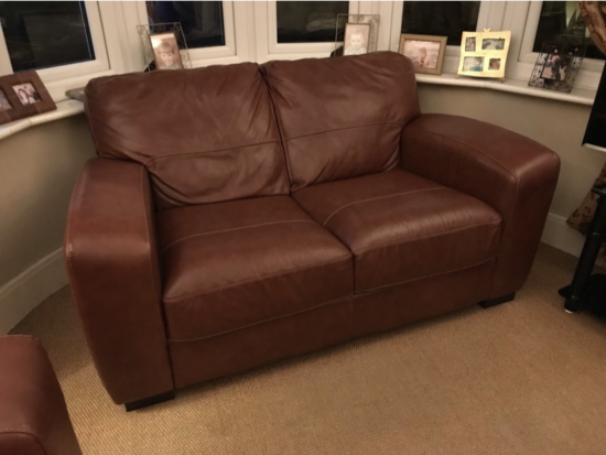 Tan leather sofa