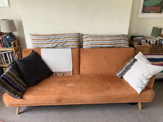 Habitat | Andy Velvet 3 Seater Clic Clac Sofa Bed - Orange