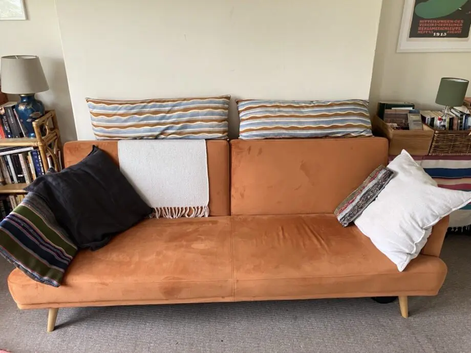 Habitat | Andy Velvet 3 Seater Clic Clac Sofa Bed - Orange