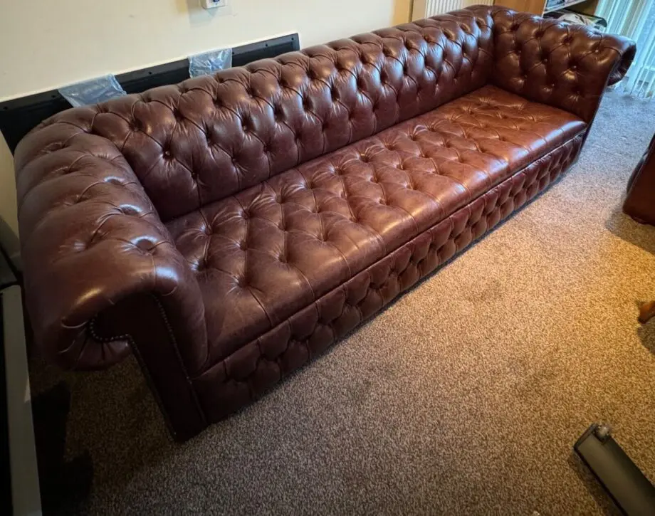 Dark brown Chesterfield sofas, 3 seater & 2 seater
